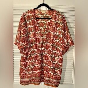 Michael Michael Kors Silk Cinched Waist Tunic Top Size XL‎